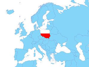 Polen auf einer Europa Karte